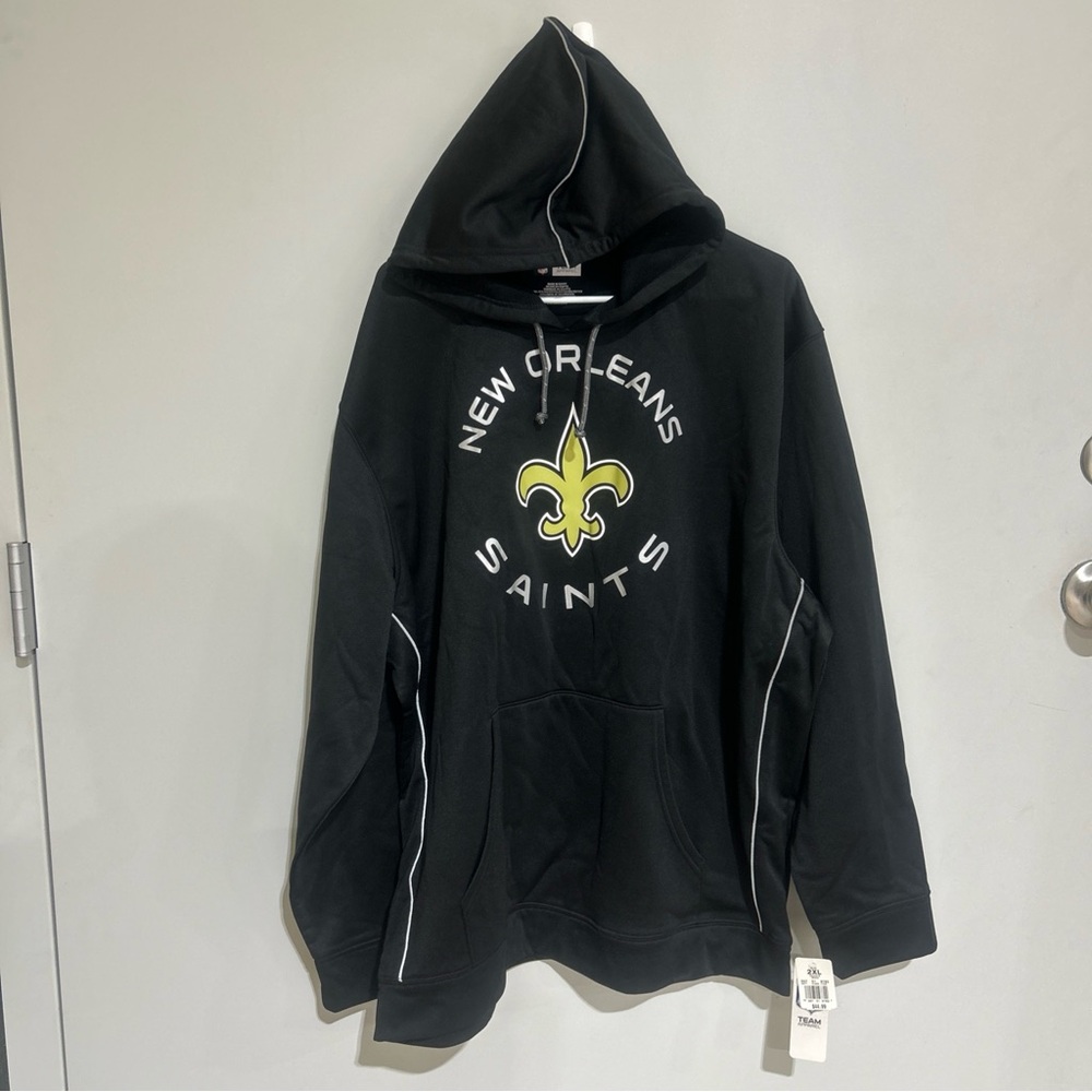 NWT Men's Black New Orleans Saints NFL Team Apparel Pullover Hoodie Size XXLrg.